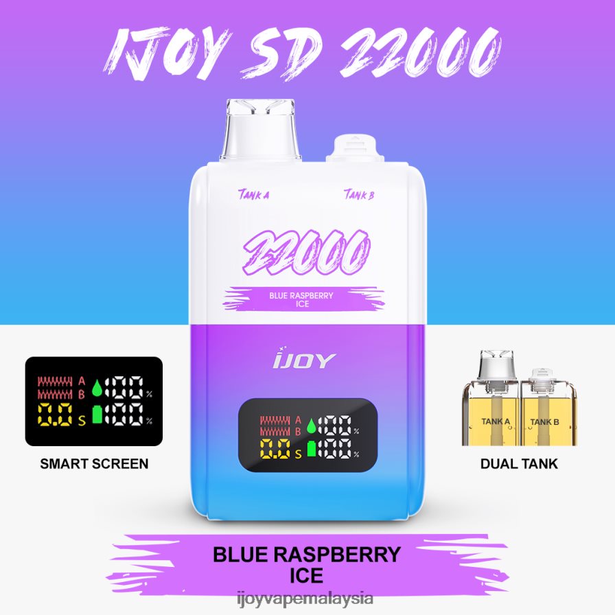 iJOY SD 22000 pakai buang 264RJ4149 - iJOY Flavors Vape ais raspberi biru