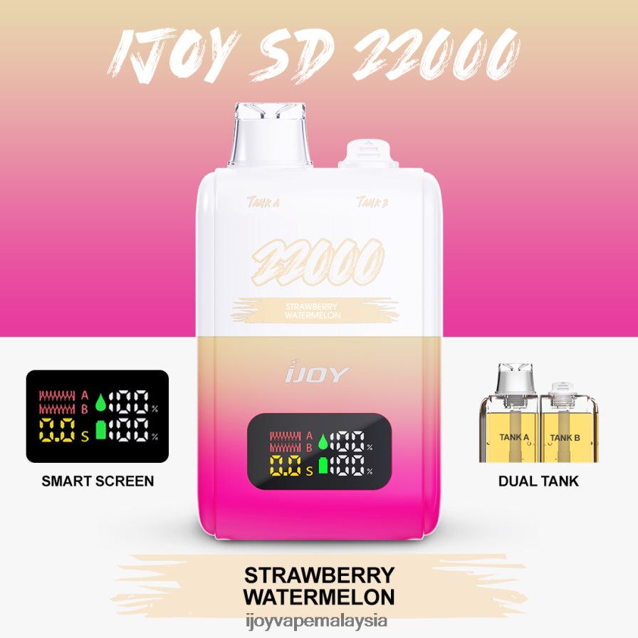 iJOY SD 22000 pakai buang 264RJ4158 - Best iJOY Flavor tembikai strawberi
